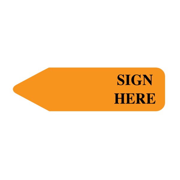 Labeling Flag - Imprinted - Sign Here - Orange - Re Fill - 9/16" x 2"